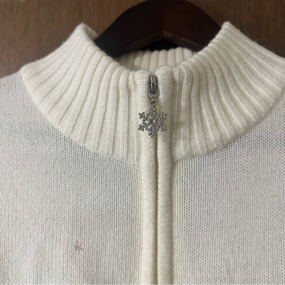 Carroll Reed Women's White Acrylic Tree Snowflakes Embroidered Sweater Sz XL - Picture 4 of 11